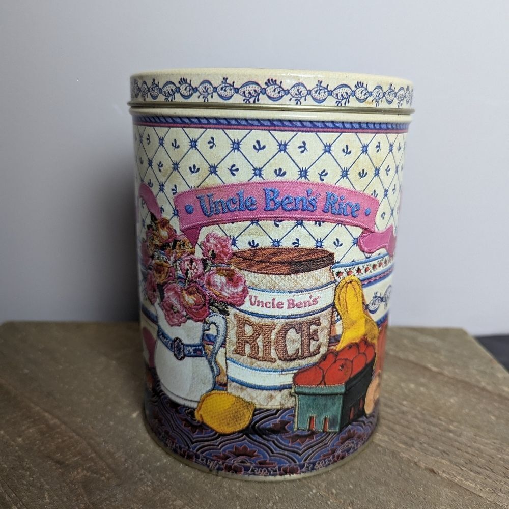 Uncle Ben's Canister, Vintage rice container, effem foods 1989 Food tin